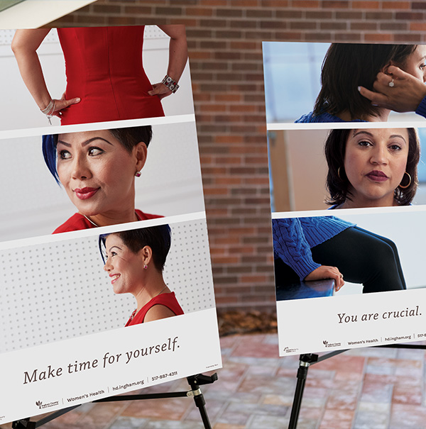 Campaign boards displayed on easels 